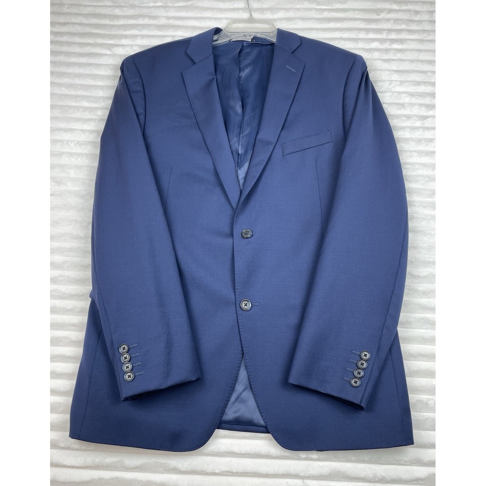SAKS Fifth Avenue Men's Blue Blazer Jacket 44L Trim Fit - Coupe Ajustee 100%Wool